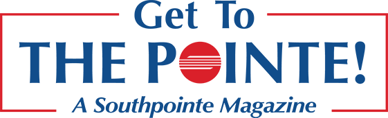 Stylized red and blue text reads The National WWII Museum New Orleans for Southpointe PA Magazine.